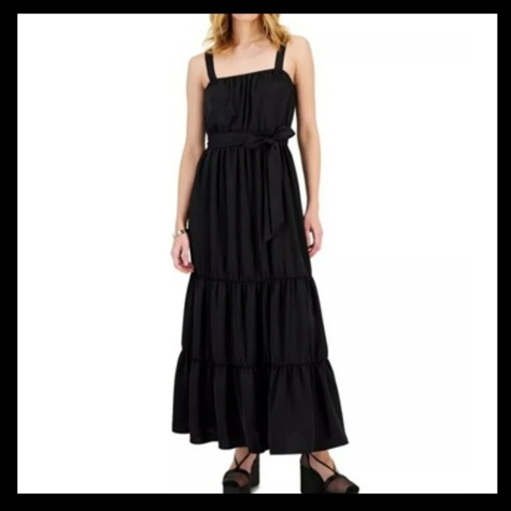 International Concepts Black Satin Maxi Dress Sz XL